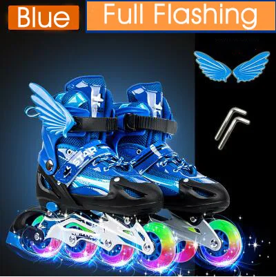full-bscb-Blue Новые детские роликовые коньки для мальчиков и девочек, регулируемый размер, мигающие ботинки для катания на роликах для детей - Цвет: full-bscb-Blue