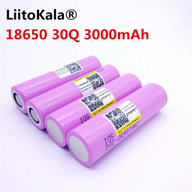 4 liitokala 100% оригинальный INR 18650 30Q INR18650 батареи 3 7 в 3000 мАч литий ионная