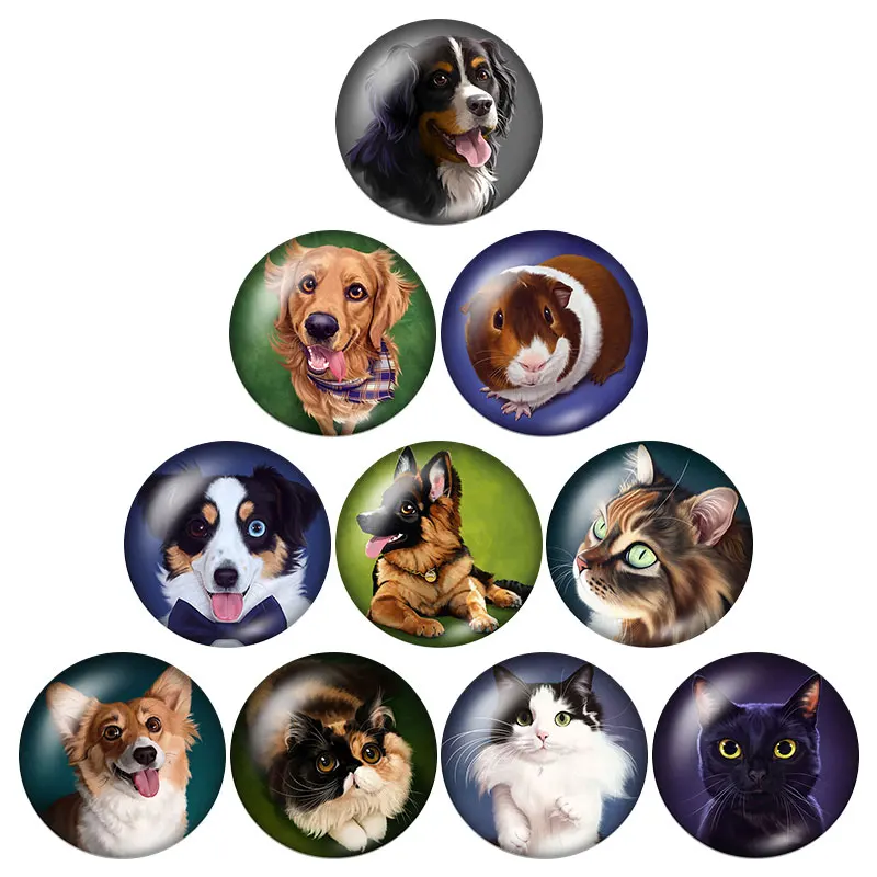 Новые DogsCats 10 шт Смешанные 12 мм/16 мм/18 мм/25 мм круглые фото стекло кабошон demo