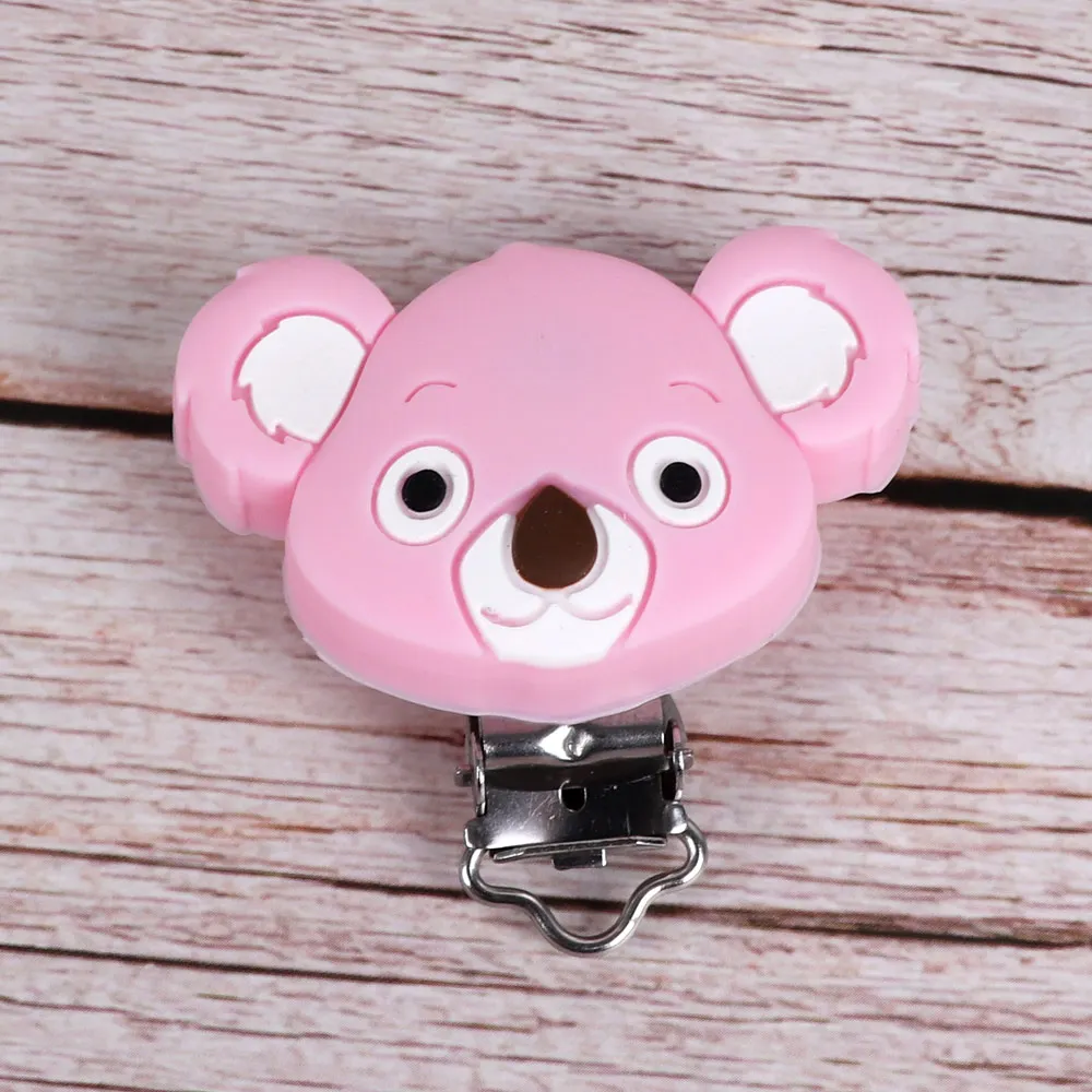 pink TYRY. HU 10 шт. соска клип мультфильм коала силиконовая соска держатель BPA бесплатно DIY ребенка кормящих пустышки клипы на цепи Прорезывания Зубов Бусины - Цвет: pink