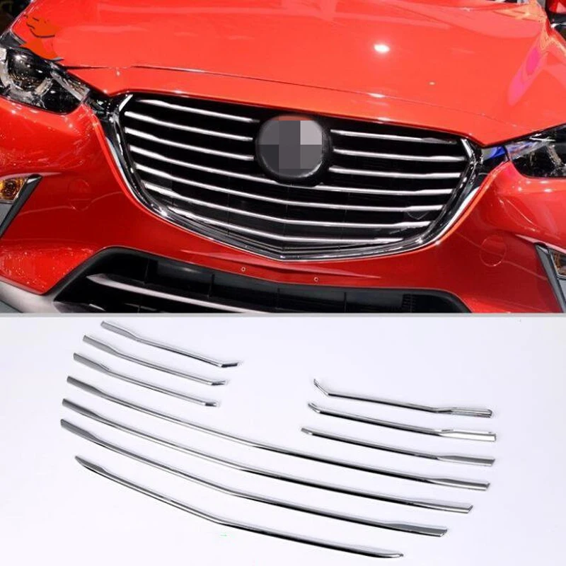 

Для Mazda CX-3 2018 10 шт. ABS хромированный автомобильный передний гриль решетка декоративная крышка отделка автомобильный Стайлинг Аксессуары гарантия качества