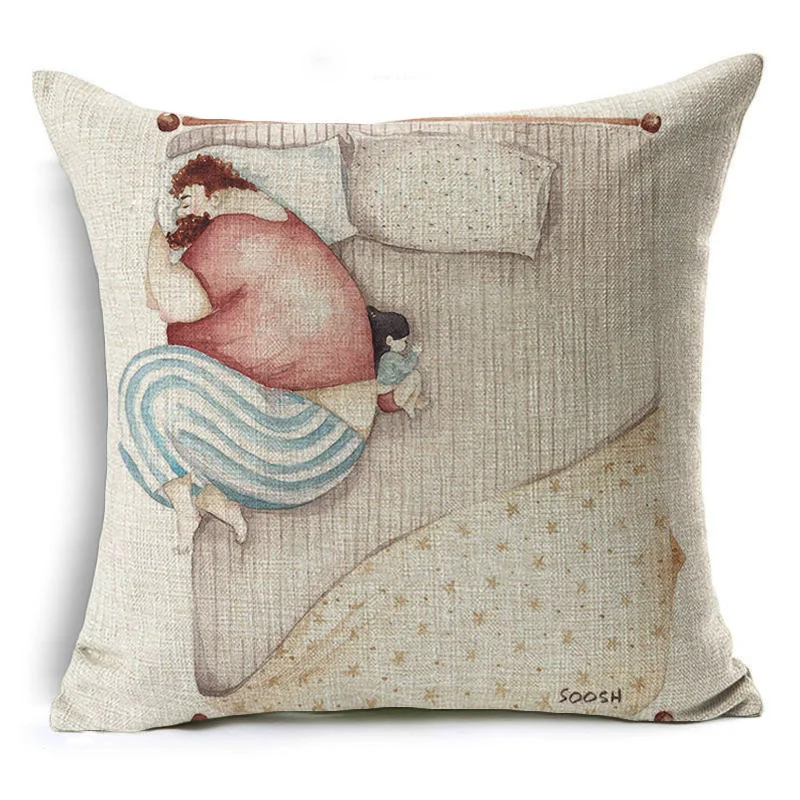 Comwarm Cozy Family Super Father Lovely Daughter Pattern Cushion for Fanther's Gifts Linen Cotton Comfortable Sofa Car Pillows | Дом и сад