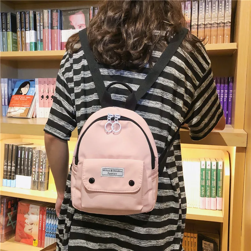 

Girls school bags Canvas Multi-pockets backpack for teenagers Mini bagpack high school backpack student Small Shoulder bag