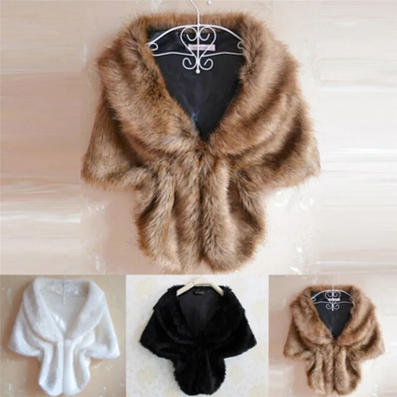 

1PCS Fashion Plush Faux Fur Shawl Wrap Gilet Stole Waistcoat Bolero Shrug Cape Stylish Bridal Wedding Jacket For Women Lady