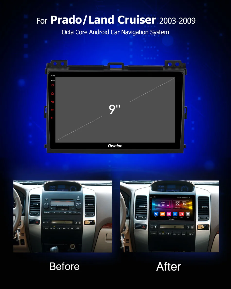 Ownice C500 + G10 Octa Core Android 8 1 Автомобильная dvd-навигационная система для Prado 2004-2009 Land Cruiser