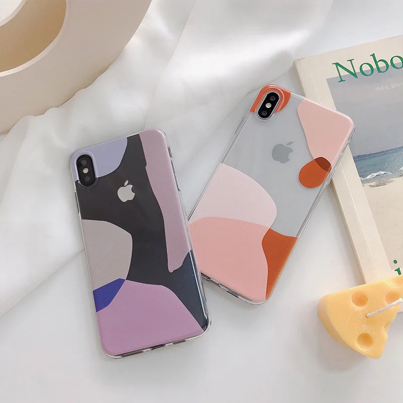 Чехлы POBLU с геометрическим рисунком для iphone 11 PRO Max 6s 7 8 Plus Xs XR милый яркий цвет