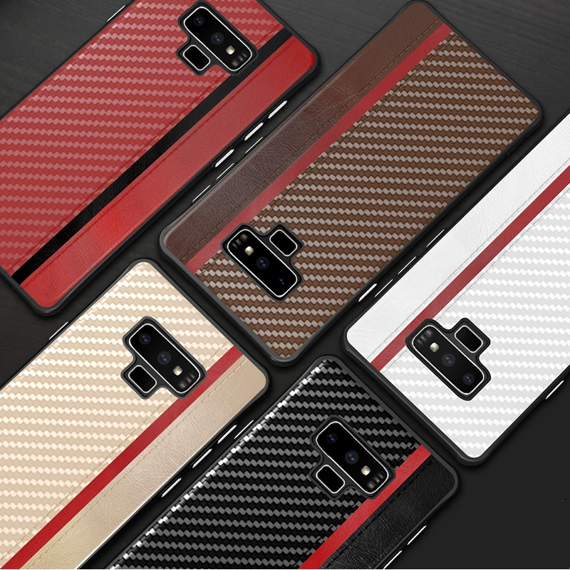 Carbon Fiber PU Leather Case For Samsung Galaxy S10 Plus Note9 S9 S8 Lite Back Cover for S10e S10+ S 10 e |