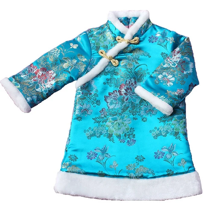 

Girls Traditional Chinese Clothing Tang Suit Cotton-Padded Qipao