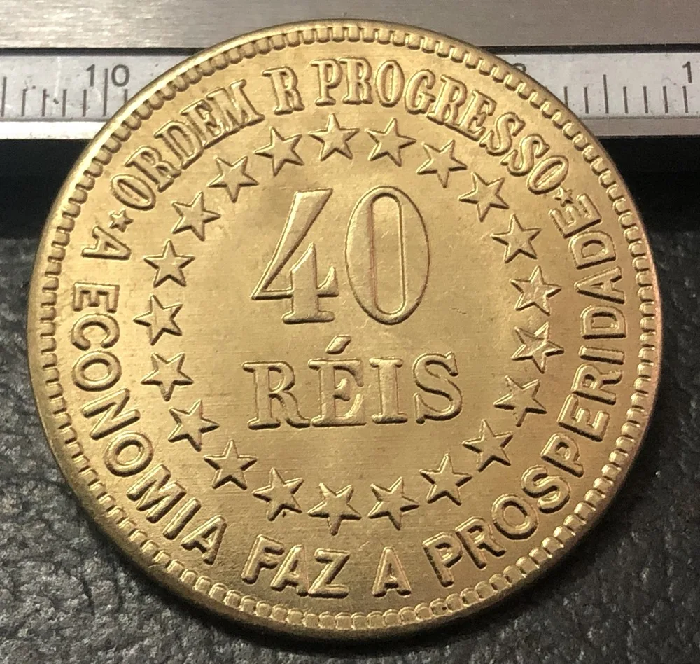 1889 Бразилия 40 Reis шаблон Strike медь имитация монеты