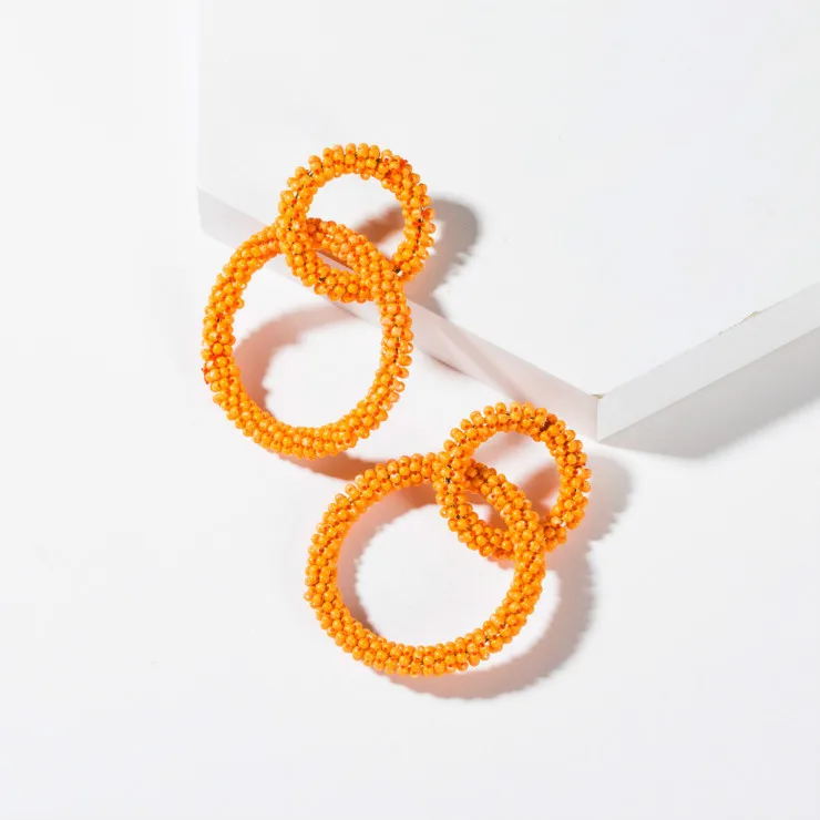 Orange SHIFEEL Новое поступление модные женские Двухрядное ювелирное изделие Размер круговая цепь Seedbeads простые висящие серьги индивидуальные пендиенты - Окраска металла: Orange