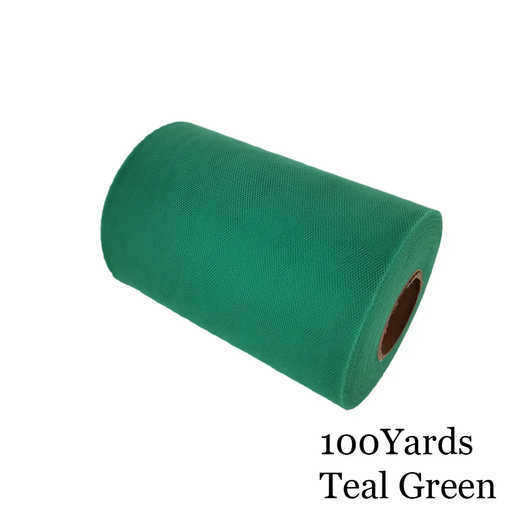 Teal Green 15 см, 100 ярдов, фатиновая пачка в рулоне, 6 дюймов, Тюлевая пачка для душа для малышей, сделай сам, для свадебной вечеринки, дня рождения, без шитья, вечерние пачки, декоративные принадлежности - Цвет: Teal Green