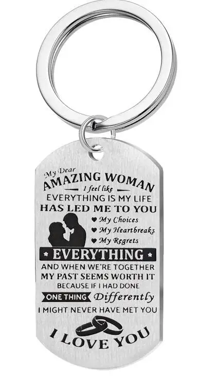 Matting Keychain Для моей девушки/жены Удивительные женщины кулон из нержавеющей стали кулон с биркой для собак подарок на день рождения Романтическая любовь юбилей ювелирные изделия - Окраска металла: Matting Keychain