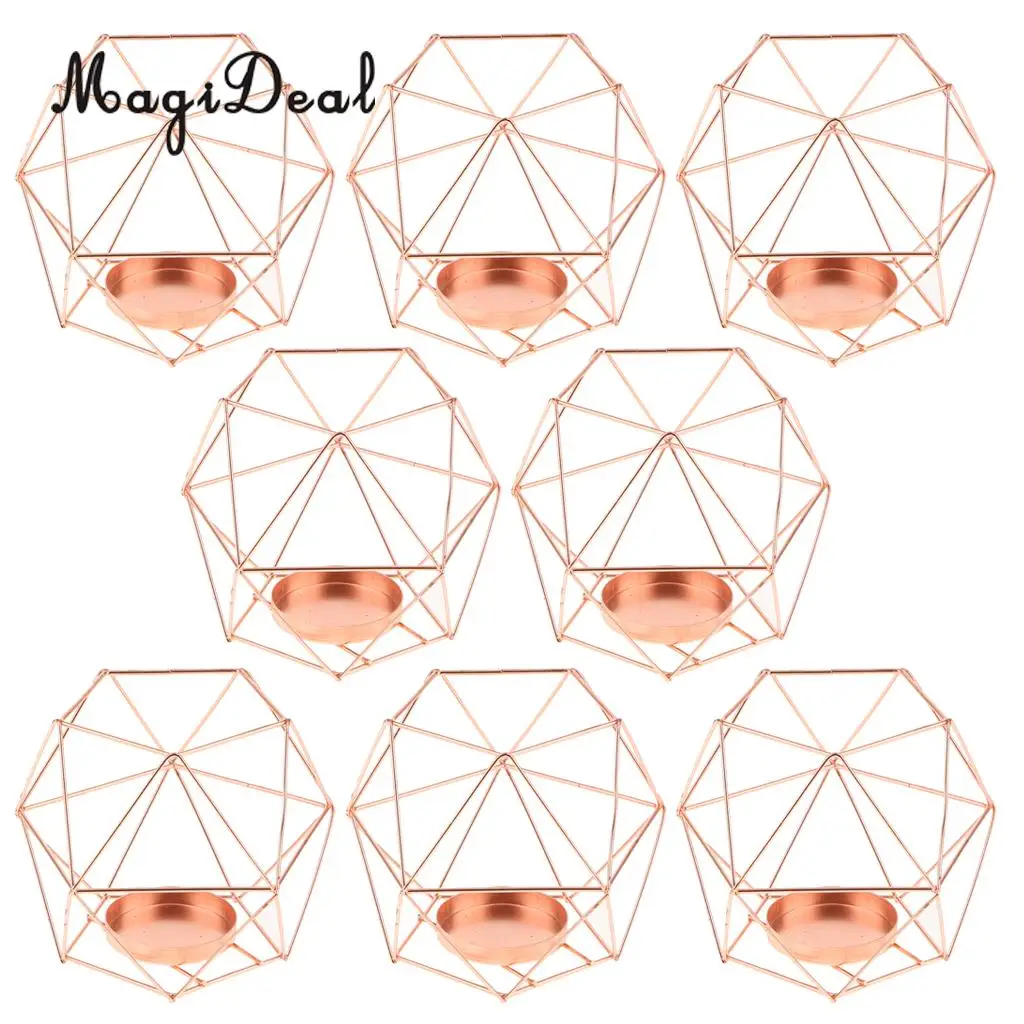 MagiDeal 8-set геометрический полированный Короткий держатель свечей столешница Центровой свадьбы, памятные события декорации вечеринок