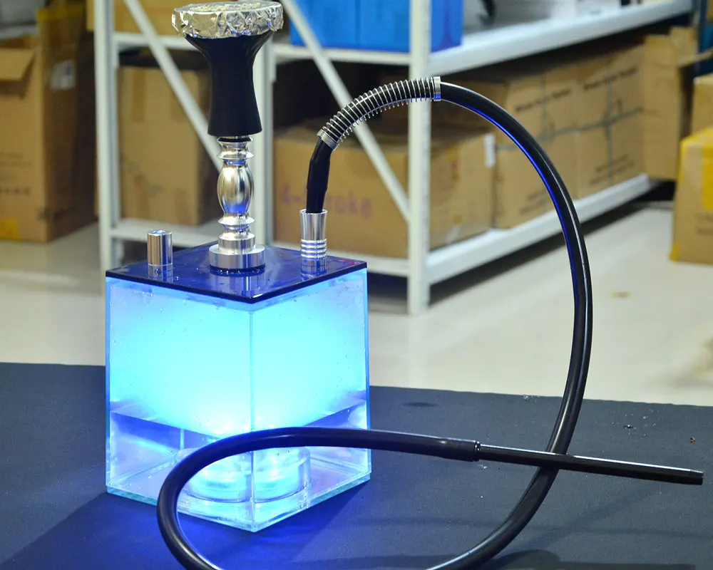 Акриловая трубка для кальяна набор кальян со светодиодный светильник Sheesha силиконовая чаша Шланг Весна уголь щипцы Chicha Narguile аксессуары