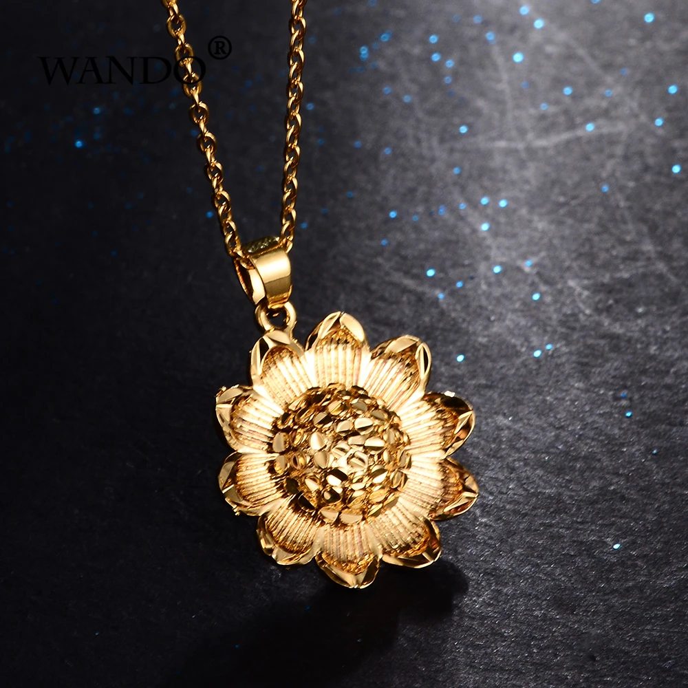 

WANDO Sunflower Charm Necklaces Gold Color Women girl Pendant Chain Arabic Islamic Pendant Necklace Women Charm Jewelry Gift P81