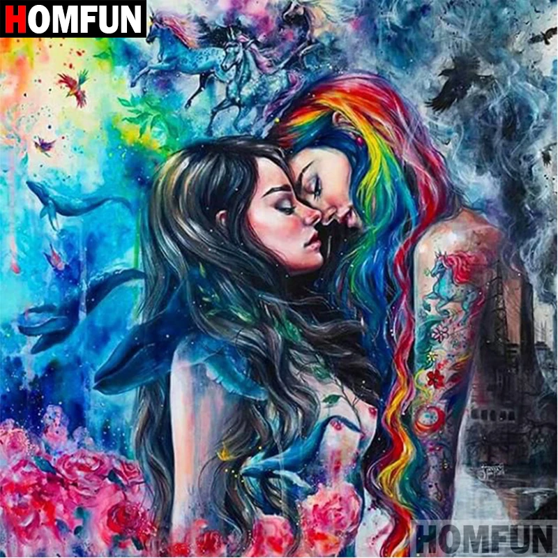 

Алмазная 5D картина HOMFUN A02636 «сделай сам», полноразмерная/круглая вышивка крестиком «мультяшная женщина», подарок для домашнего декора