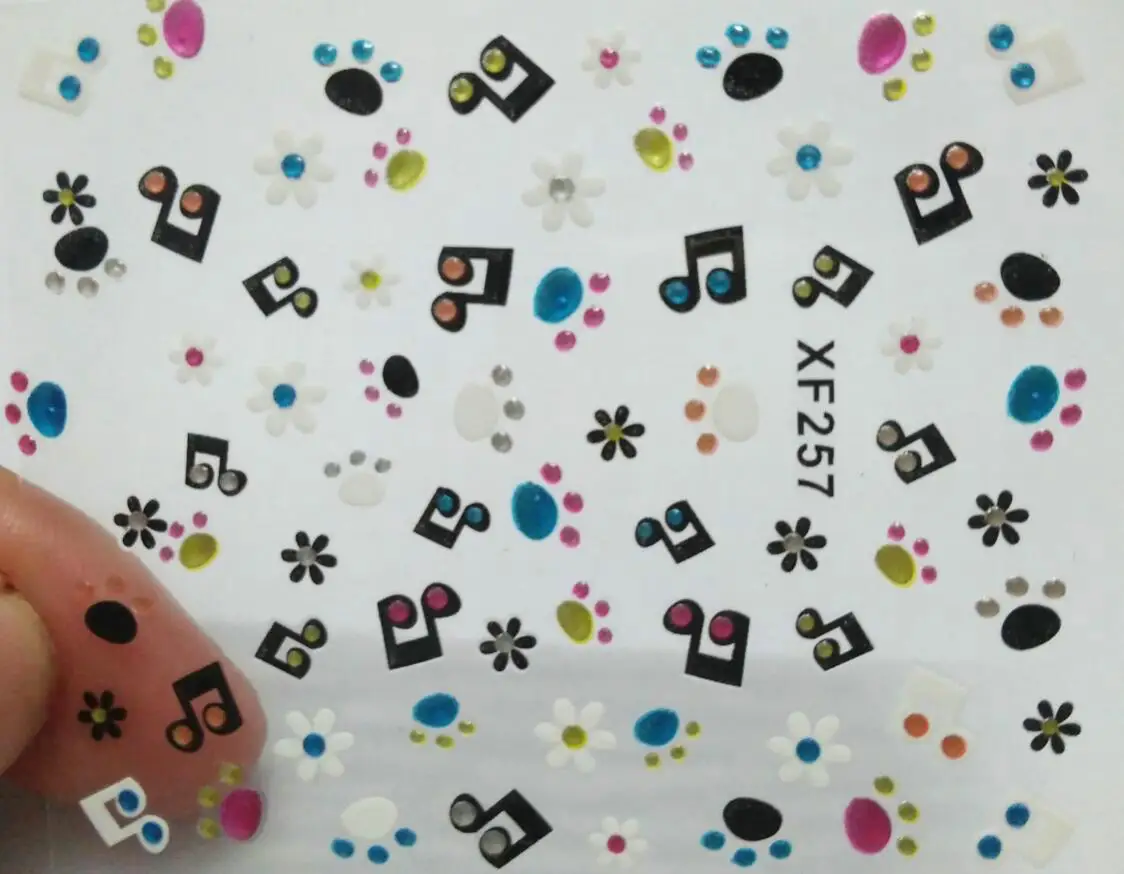 Наклейки для ногтей с изображением собаки музыкальные милые наклейки цветами