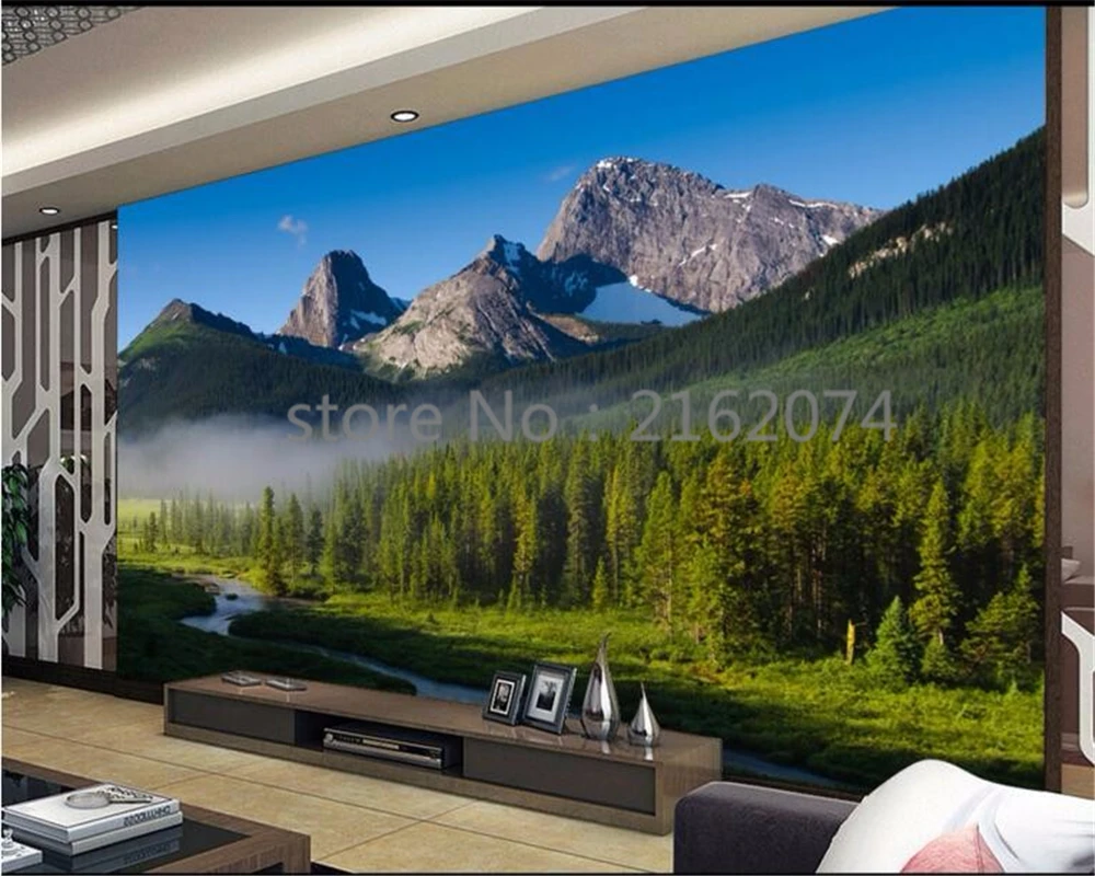 Фотообои Beibehang с альпийским лесом и деревом зеленые современные 3D обои для