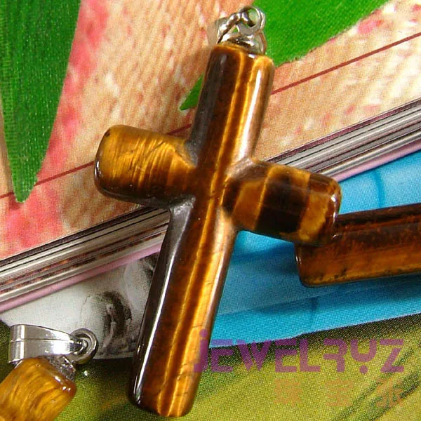 Новая # красивая модная Подвеска Крест из натурального тигрового глаза каменная