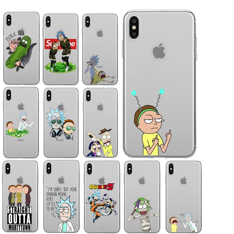 Мягкий силиконовый чехол для телефона из ТПУ Rick and Morty Apple iPhone X 10 XR 7 8Plus 6S 6Plus XS Max 5S SE
