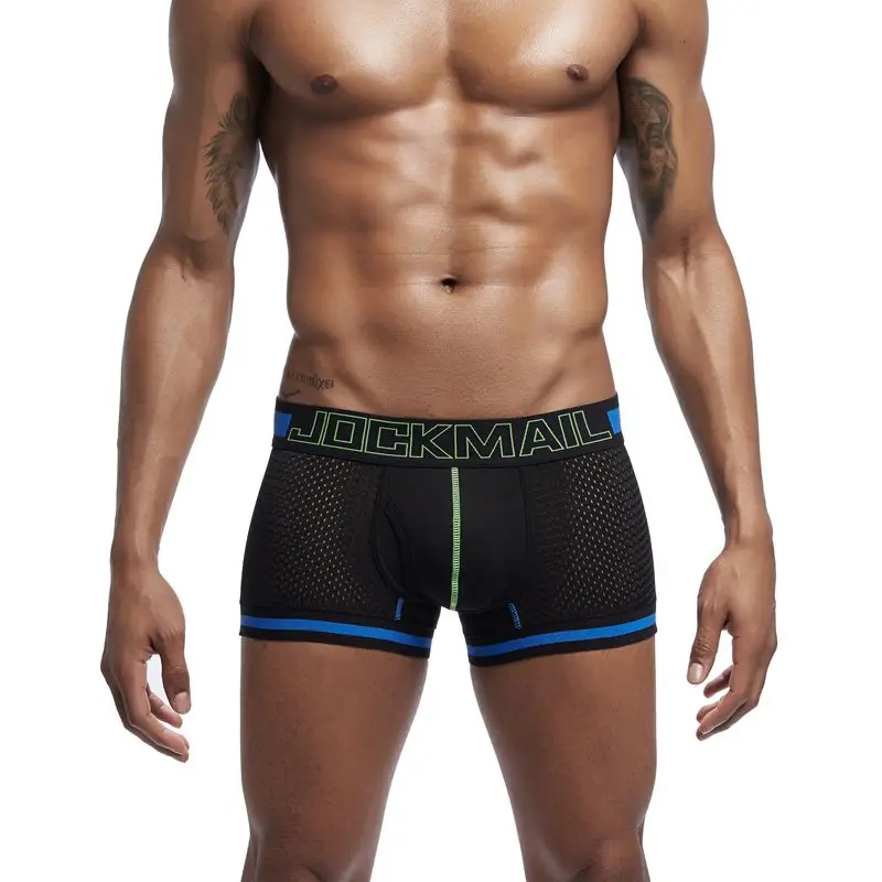JOCKMAIL, боксеры, эластичная сетка, нижнее белье, мужские боксеры, Homme Cueca, боксеры, шорты, сексуальные мужские боксеры с мешочком, мужские трусы для геев