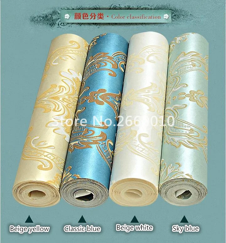 Винтажный Европейский стиль не тканые обои с цветами темно синие 3D для гостиной