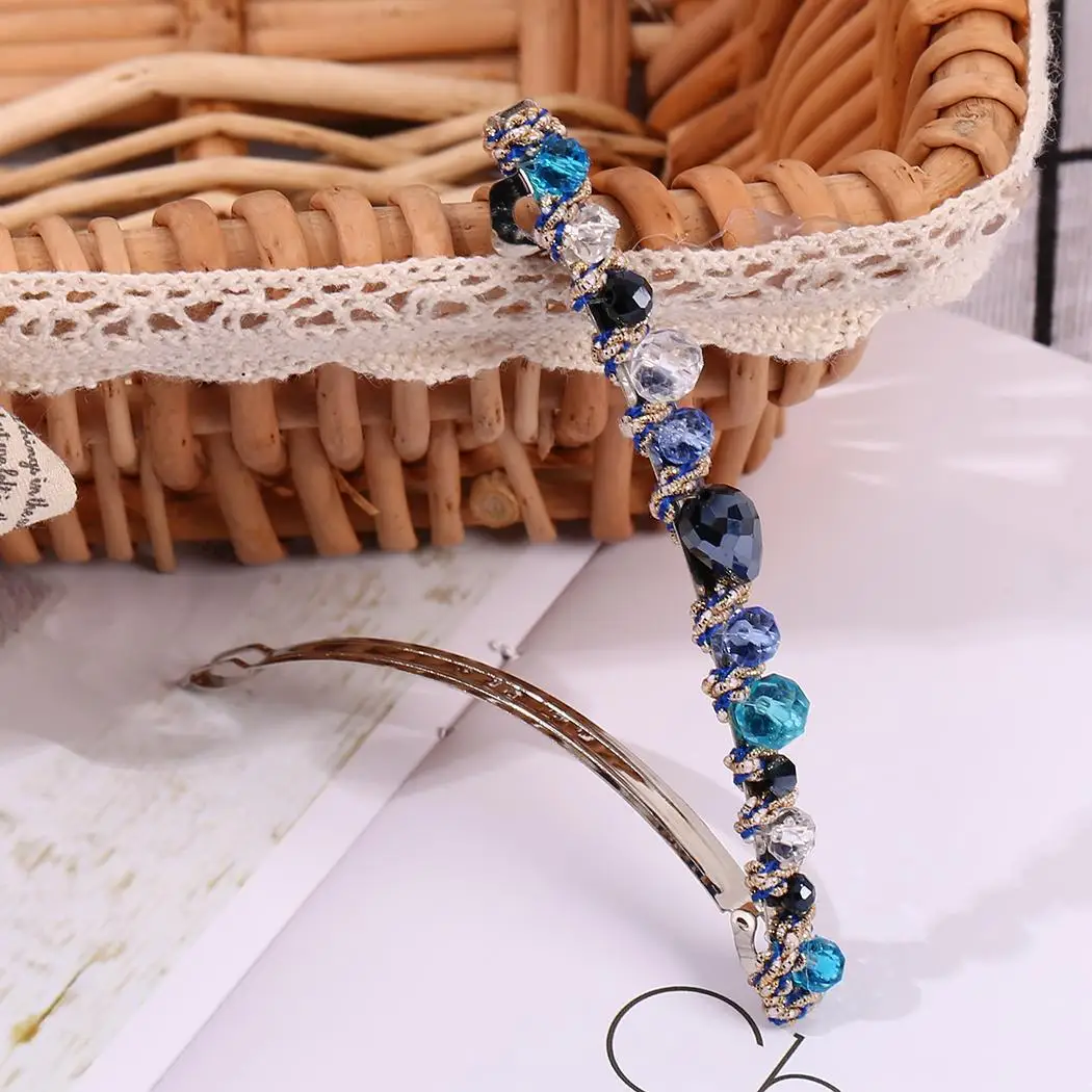 Женский Цветной обруч для волос со стразами необычный петля зажим аксессуар