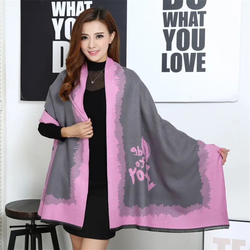 2016 Мода Зима Дамы Шарф из Кашемира Шаль Буквальное Удлиняется Двойного Номера с