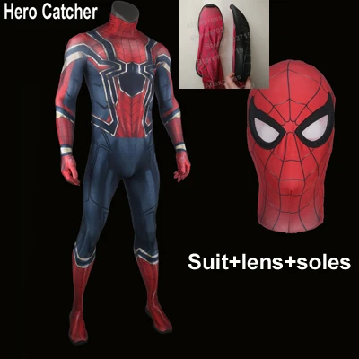 suit eyes soles Железный костюм паука Тома железного паука, железный костюм паука для косплея, железный костюм паука, домашний костюм Человека-паука - Цвет: suit eyes soles