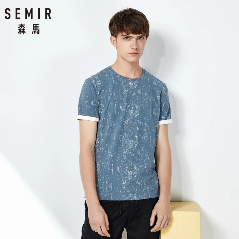 SEMIR модная мужская футболка брендовая одежда с круглым вырезом Подростковая