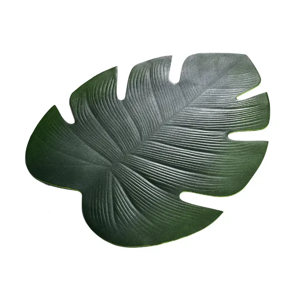 Dark Green 48x37cm New Brand Fake Palm Leaves Table Placemat Cup Coaster Tea Table Mat Hawaii Wedding Table Decoration Summer Party Insulated Pad - Цвет: Dark Green 48x37cm