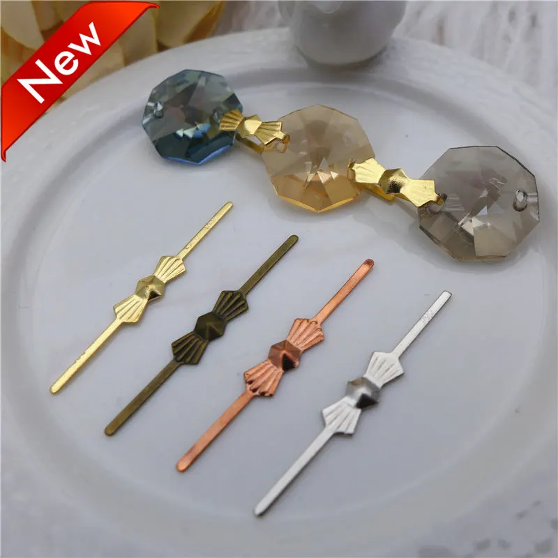 300pcs 33mm curtain copper stainless buckle Butterfly chandelier connectorcrystal Octagon connecting ring lamps hooks parts diy
