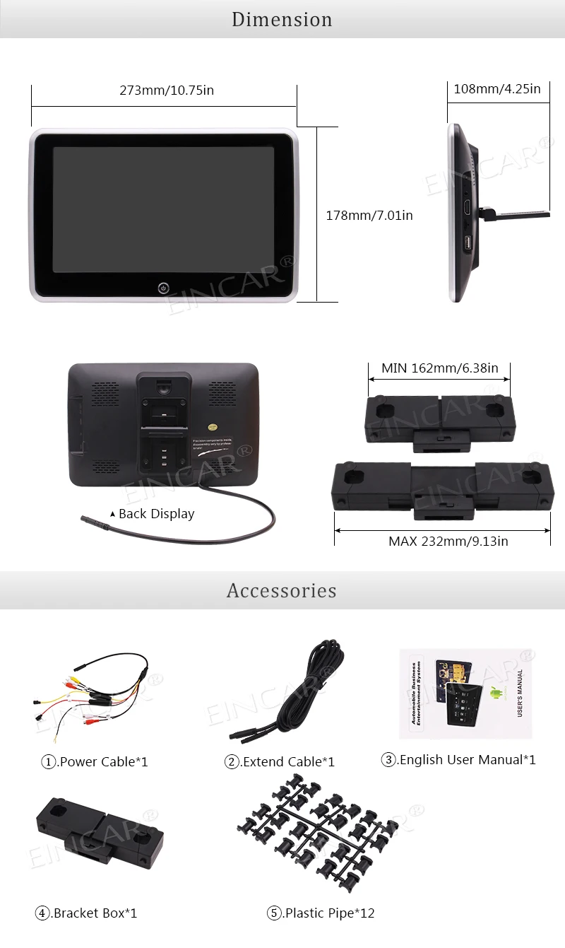 Четырехъядерный автомобильный монитор на подголовник Android 6 0 HD 1366*768 емкостный