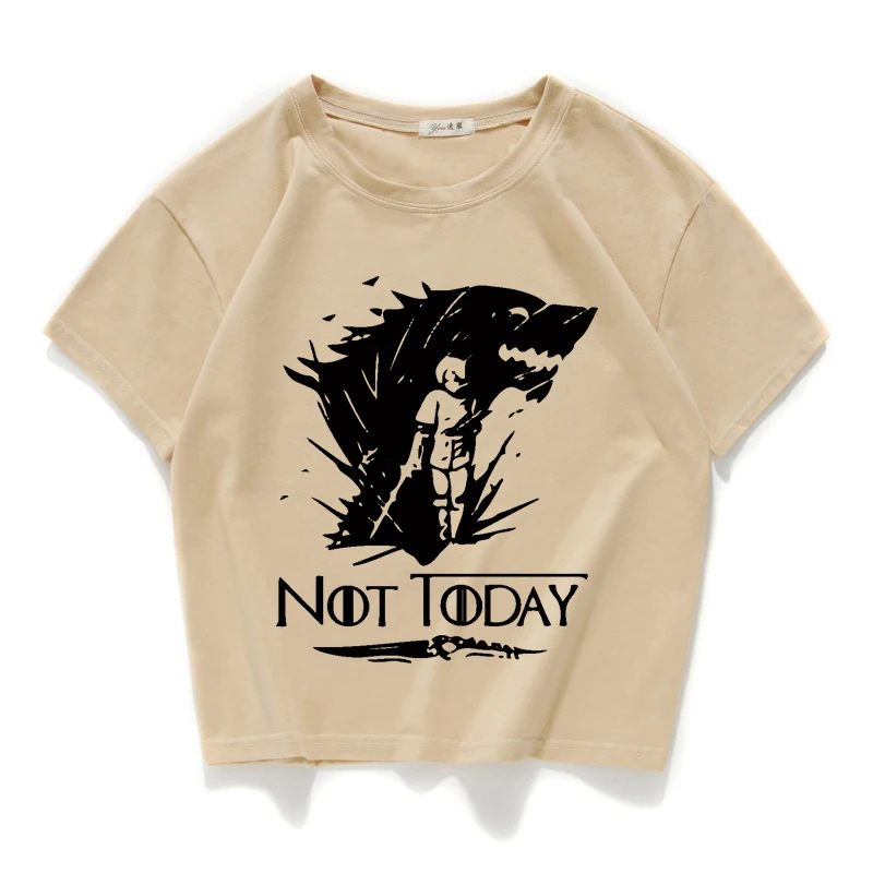 Женские футболки с надписью «NOT TODAY» и надписью «Arya Stark», повседневная короткая футболка из хлопка, летний укороченный топ