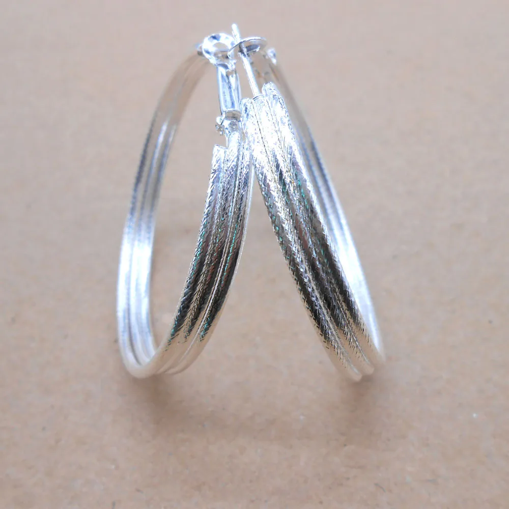 

Оптовая продажа, ювелирные изделия высокого качества, ювелирные изделия 925, посеребренные Матовые Круглые серьги 50x50 мм для женщин, лучший подарок