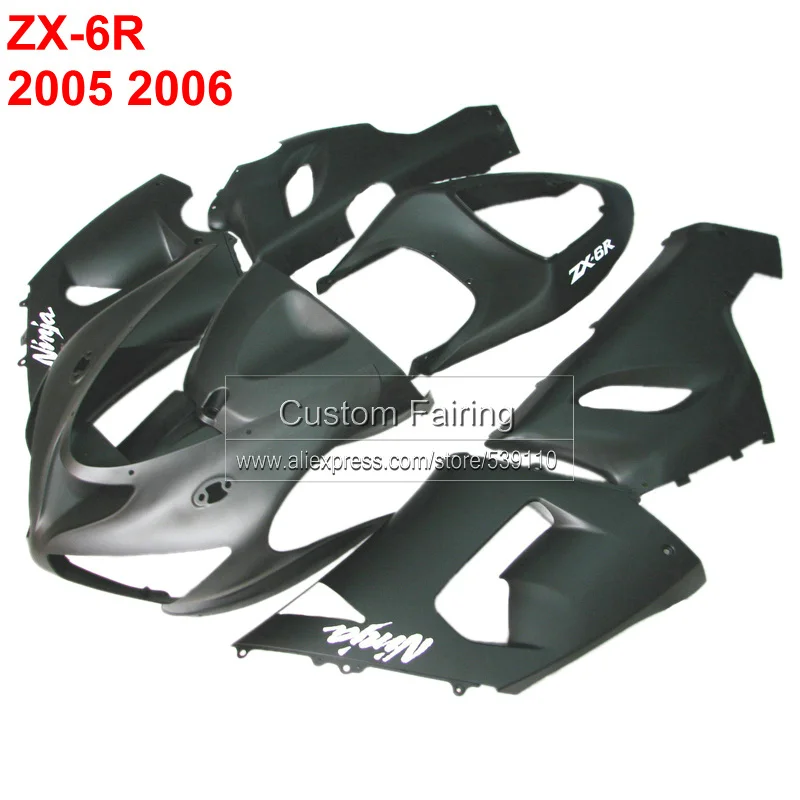 

Модные Обтекатели для мотоциклов Kawasaki zx6r zx 6r Ninja 05 06 2005 2006 матовый черный комплект обтекателей RG45