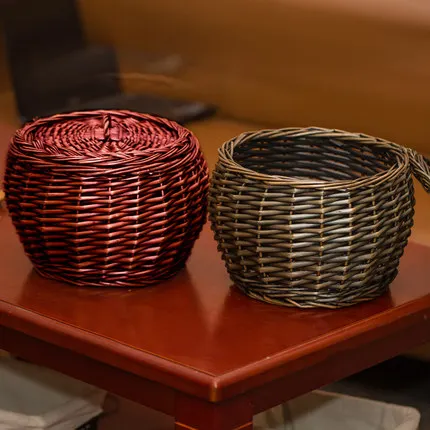 Плетеная корзина ручной работы органайзер с крышкой декоративные ивовые