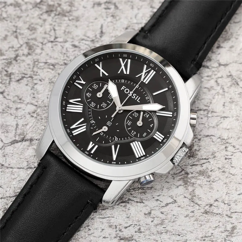 01 FOSSIL мужские часы модный бренд кварцевые наручные часы Мужские Хронограф Спортивные часы с кожаным ремешком - Цвет: 01
