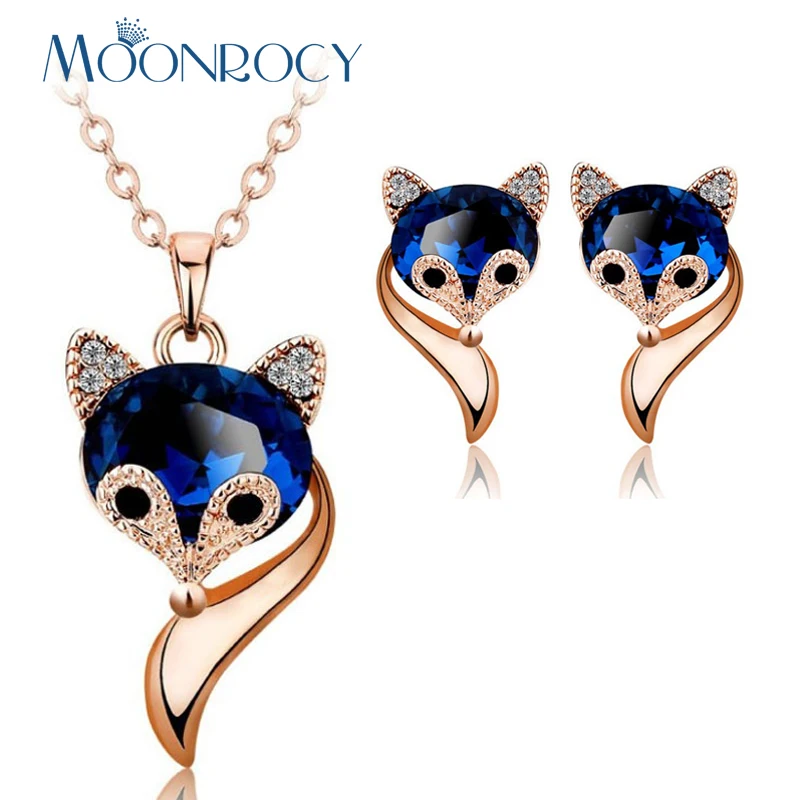Женский комплект ювелирных изделий MOONROCY ожерелье и серьги из розового золота с