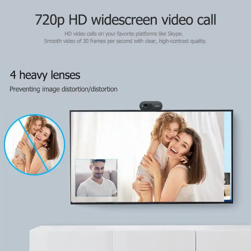Веб-камера logitech C270/C270i широкоформатный 720p HD 1280*960 Встроенный микрофон Гибкая веб-камера Веб-камера для домашнего офиса Skype