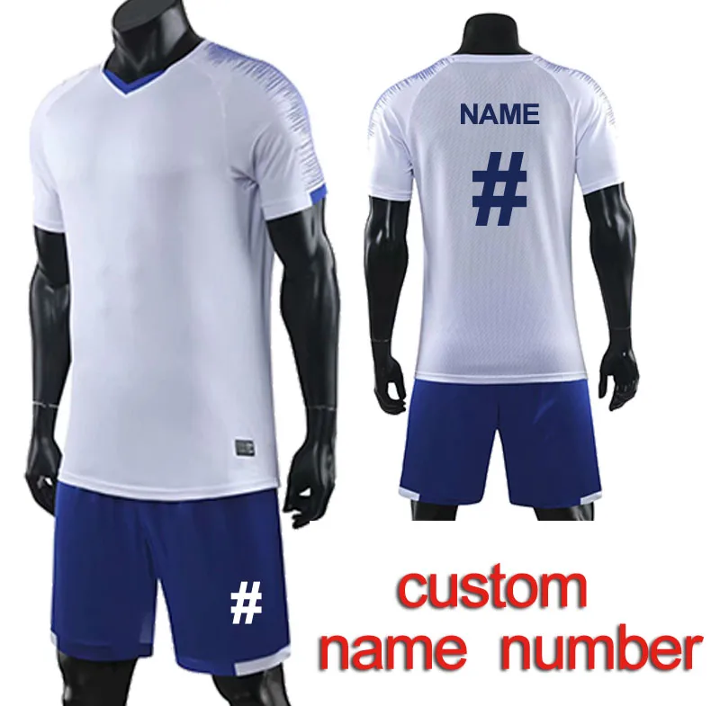 custom name number Футбольные наборы LIDONG для взрослых мальчиков футбольное Джерси Униформа футбольные тренировочные костюмы белая спортивная одежда из полиэфира короткий рукав - Color: custom name number