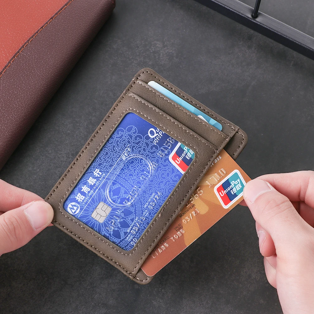 Мужской тонкий кожаный бумажник с блокировкой RFID, держатель для карт, кошелек, чехол для денег для мужчин и женщин, модная сумка 11,5x8x0,5 см