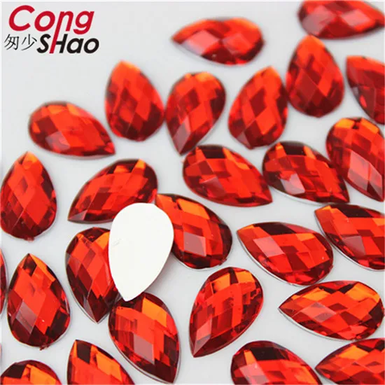 Red Cong Shao 100 шт 8*13 мм красочные плоские с оборота капли акрил, горный хрусталь и камни костюм Стразы для DIY одежды ремесла WC762 - Цвет: Red