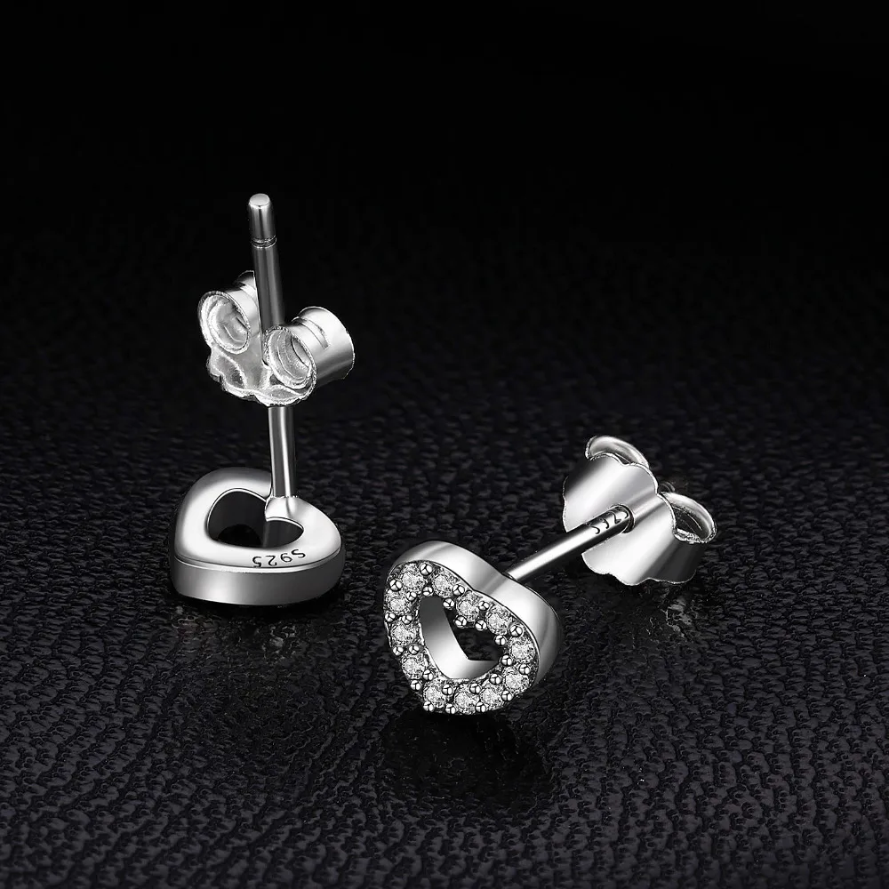 Jewelrypalace 925 стерлингов Серебряные серьги Стад кубического циркония Forever Love Сердце