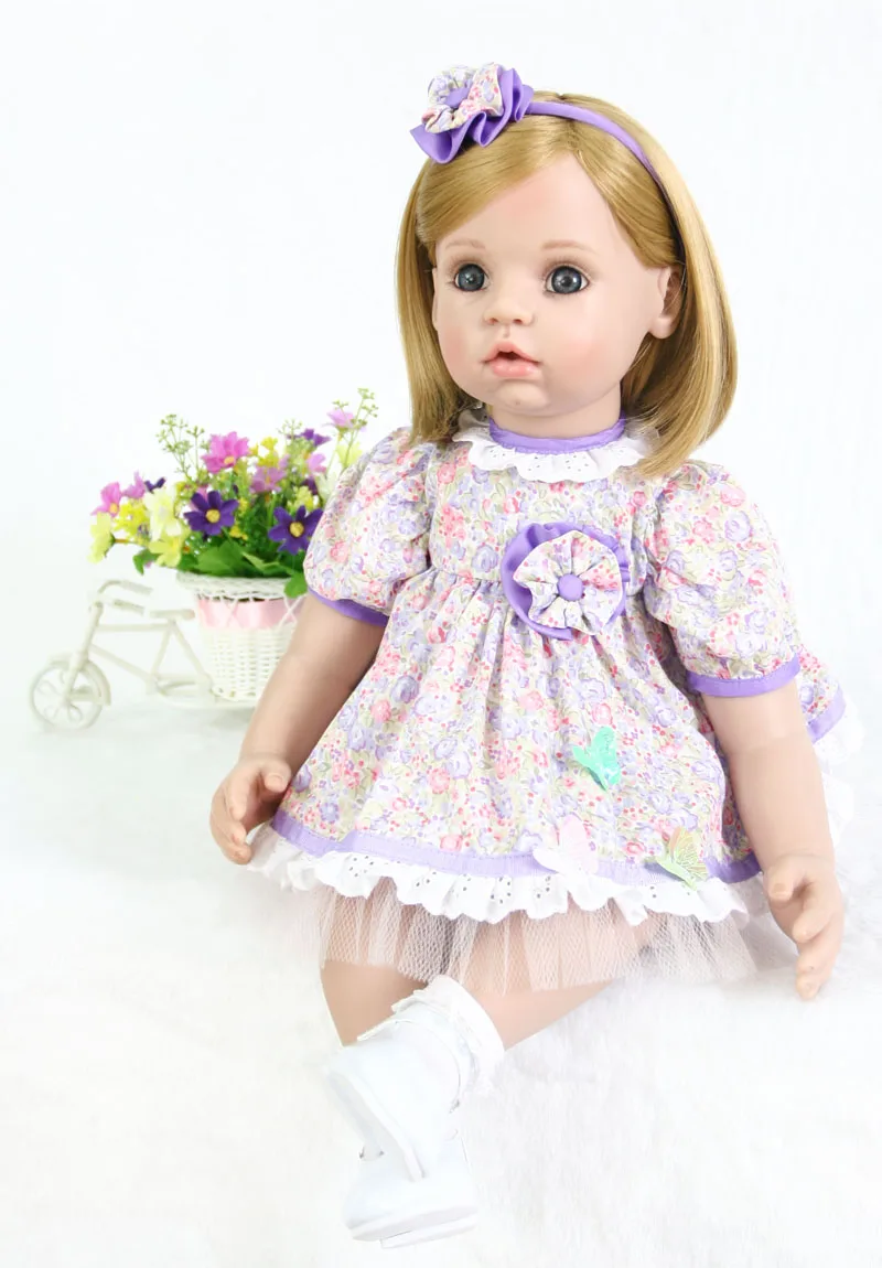 60 см силиконовая кукла Reborn Baby Doll игрушка 2" винил прекрасный блонд малыш живой Bebe ребенок подарок на день рождения девочка Boneca сопутствующая игрушка