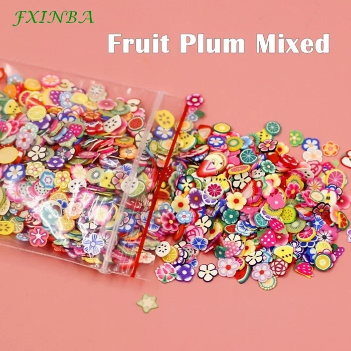 Fruit Plum Mixed Fxinba 1000 шт./упак. мини фимо фрукты Ломтики для поставки слаймов/ногти Нейл Арта, полимерная глина, Шлама Игрушки Лизун "сделай сам" - Цвет: Fruit Plum Mixed