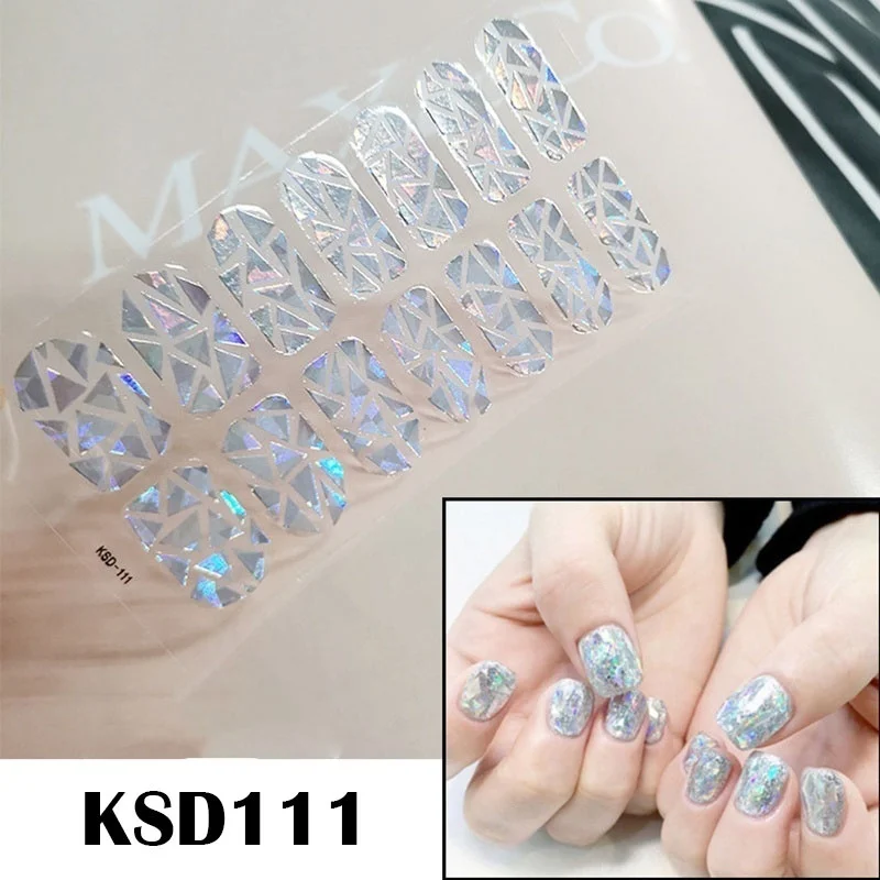 KSD111 Леди KINDOM DIY стикеры 3D на ногти Nail Art Лазерная целлофановая блестки накладные ногти водонепроницаемый дизайн ногтей экологическая фольга для обертывания ногтей - Цвет: KSD111