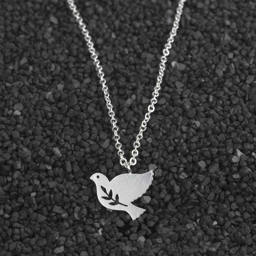 V Attract 10Pcs Lot Jewelry Wholesale Delicate Pigeon Bird Peace Necklaces Pendants Stainless Steel Chain Collier Femme | Украшения и