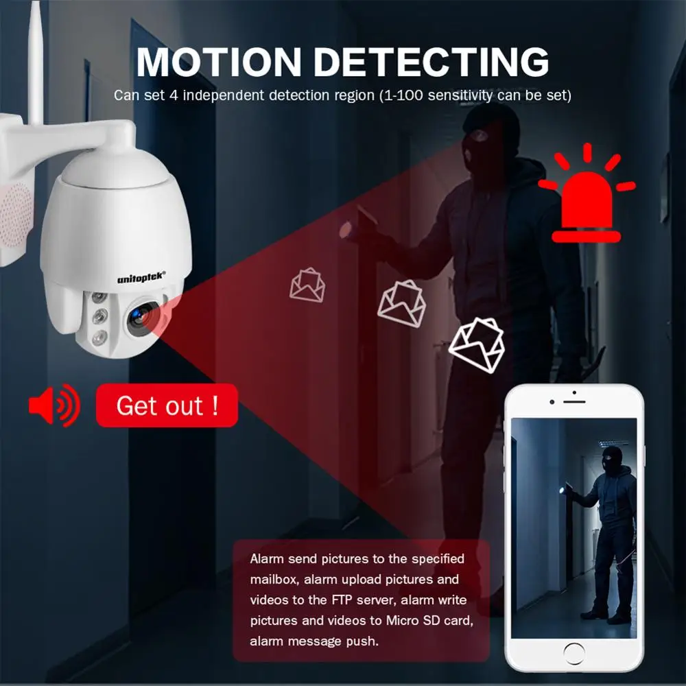 1080P 2MP Беспроводная IP камера Wifi скоростная купольная PTZ наружная IP66 Onvif