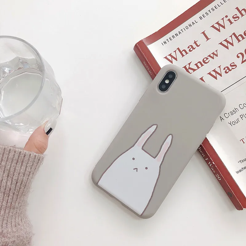 Милый мультфильм кролик корпус с рисунком крышка телефонные чехлы для iPhone X XS MAX XR